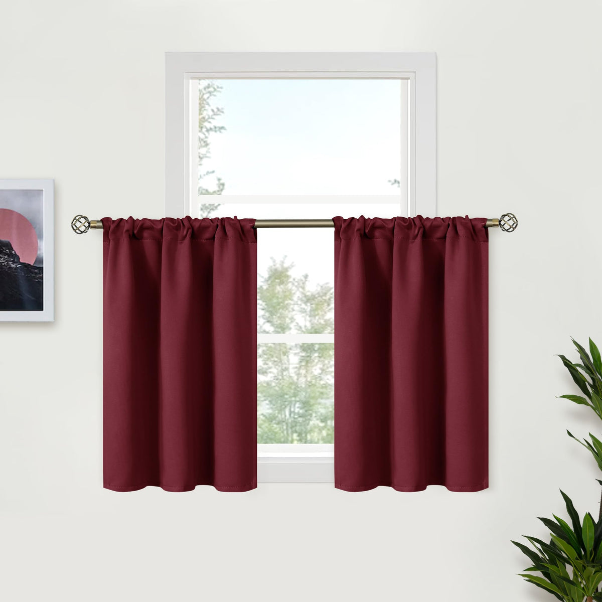 BGment Black Blackout Curtains 40 Inches Long for Kitchen Window 2 Panels