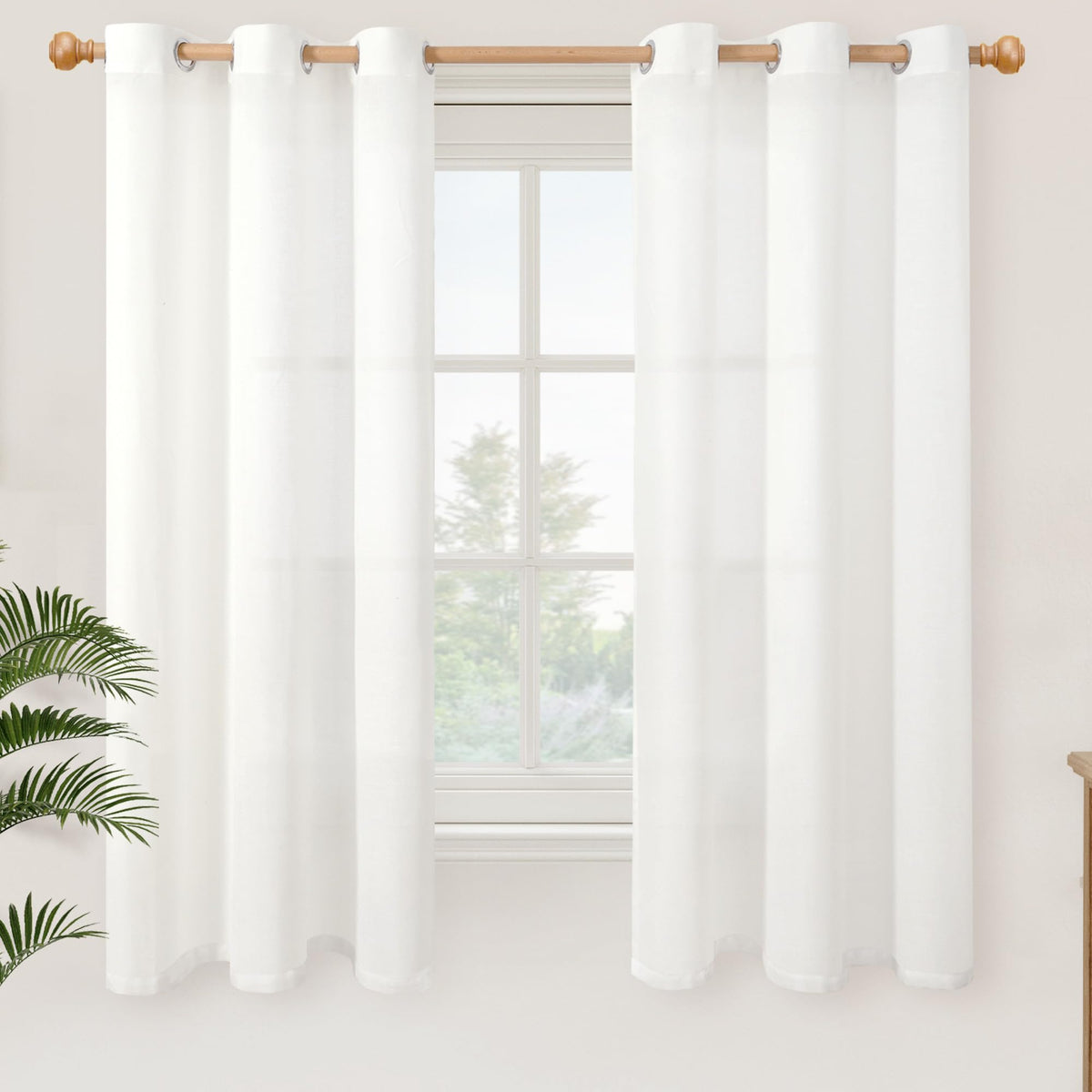 YoungsTex Linen Kitchen Window Curtains 40 Inch Length 2 Panels