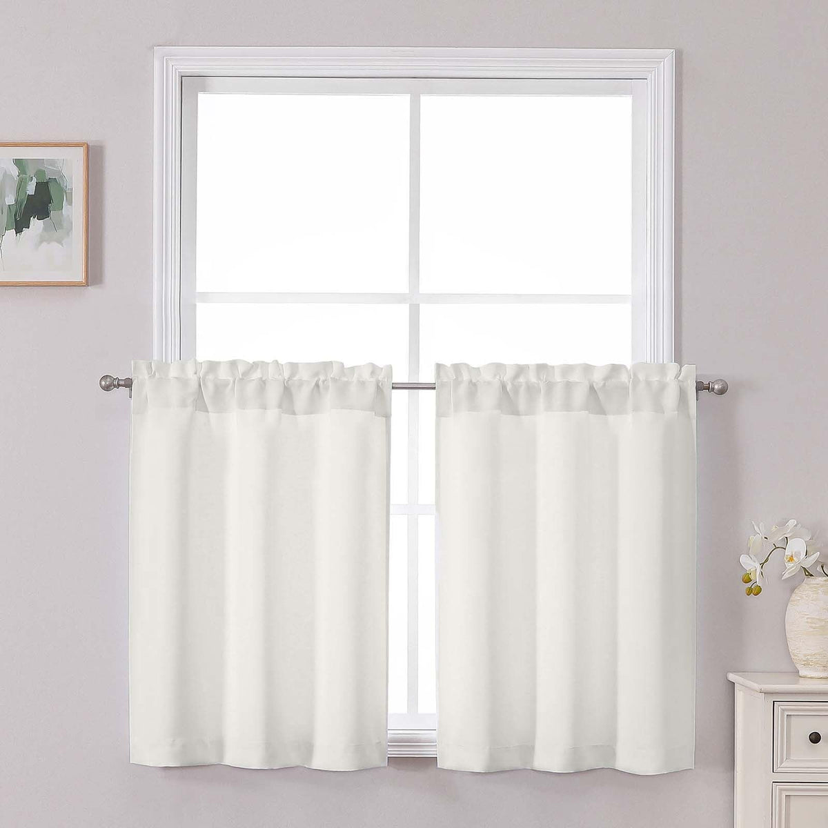 Chyhomenyc Short Black Out Curtains 36 Inch Length, 2 Panels, Black