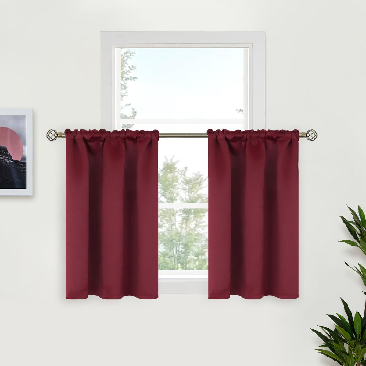 BGment Black Blackout Curtains 40 Inches Long for Kitchen Window 2 Panels