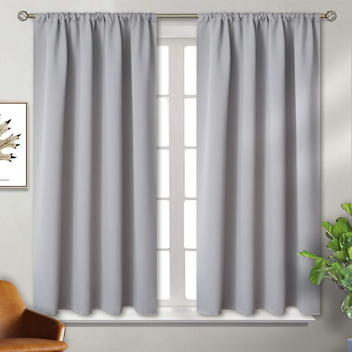 BGment Black Blackout Curtains 40 Inches Long for Kitchen Window 2 Panels