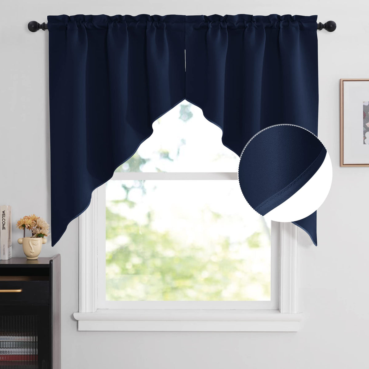 NICETOWN Burgundy Swag Curtains for Kitchen Over Sink 36 x 63 inches Long