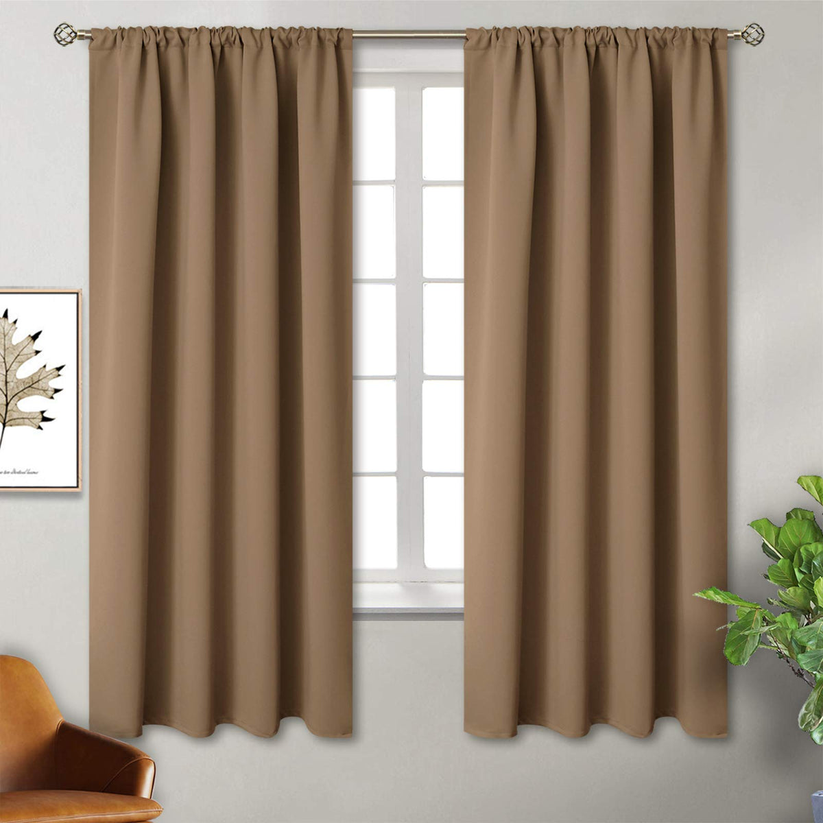 BGment Black Blackout Curtains 40 Inches Long for Kitchen Window 2 Panels