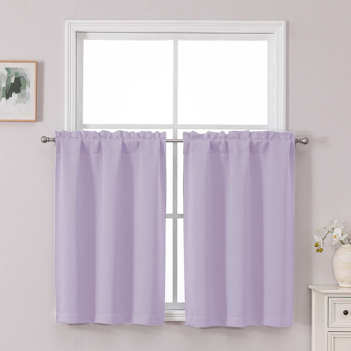 Chyhomenyc Short Black Out Curtains 36 Inch Length, 2 Panels, Black
