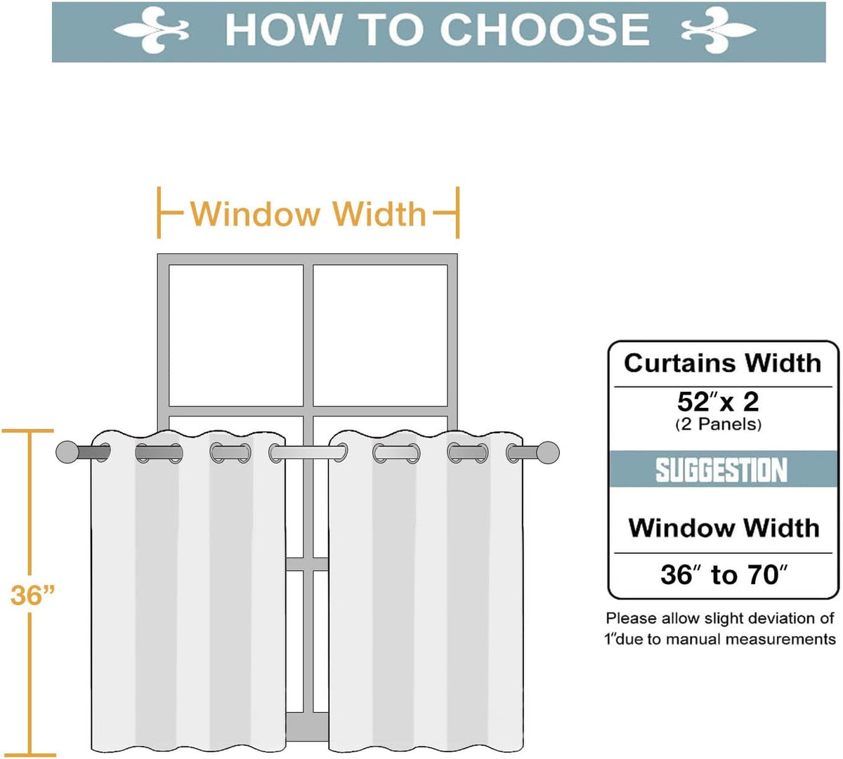 ChrisDowa Small Blackout Curtains for Kitchen & Bedroom 36 Inches Long