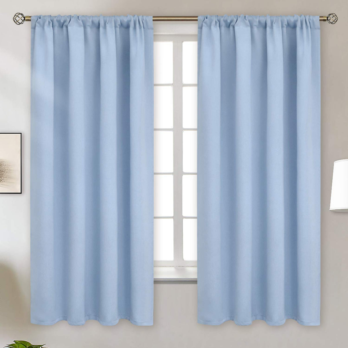 BGment Black Blackout Curtains 40 Inches Long for Kitchen Window 2 Panels