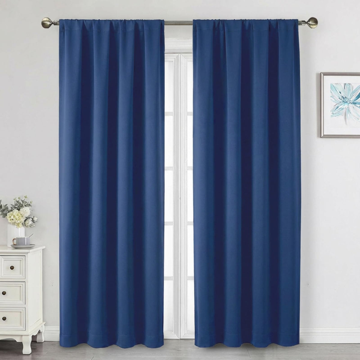 Black Cafe Blackout Curtains 36 Inch Length 2 Panels Set, Soft Solid Thermal Insulated Room Darkening Small Window Curtains for Kitchen Bathroom Basement, Black, Each, 40" Wx36 L