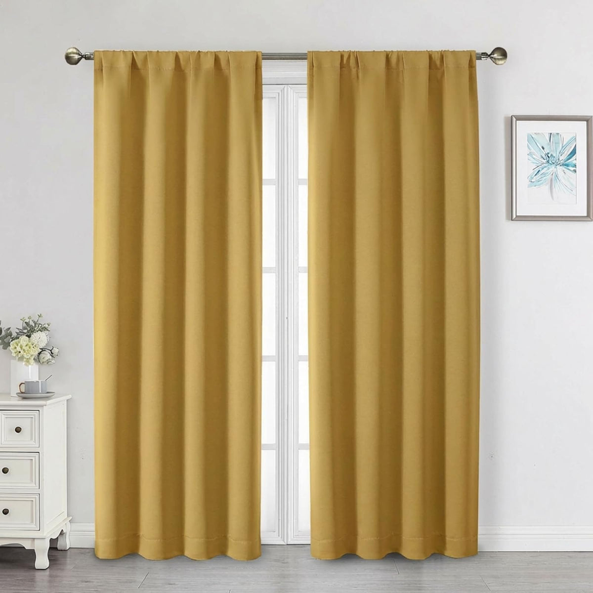 Black Cafe Blackout Curtains 36 Inch Length 2 Panels Set, Soft Solid Thermal Insulated Room Darkening Small Window Curtains for Kitchen Bathroom Basement, Black, Each, 40" Wx36 L