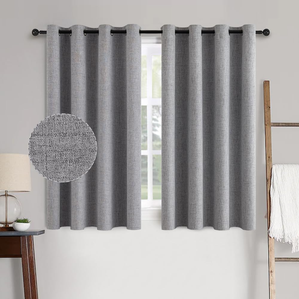 MIULEE 100% Blackout Linen Curtains for Bedroom 52x54 Inches Natural Beige