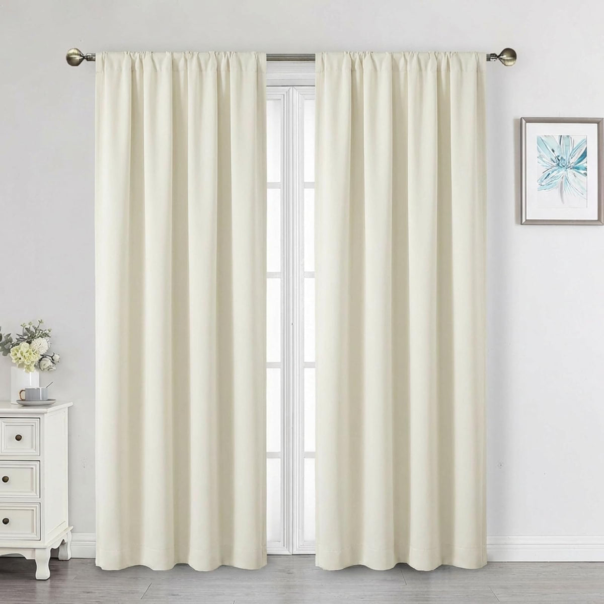 Black Cafe Blackout Curtains 36 Inch Length 2 Panels Set, Soft Solid Thermal Insulated Room Darkening Small Window Curtains for Kitchen Bathroom Basement, Black, Each, 40" Wx36 L