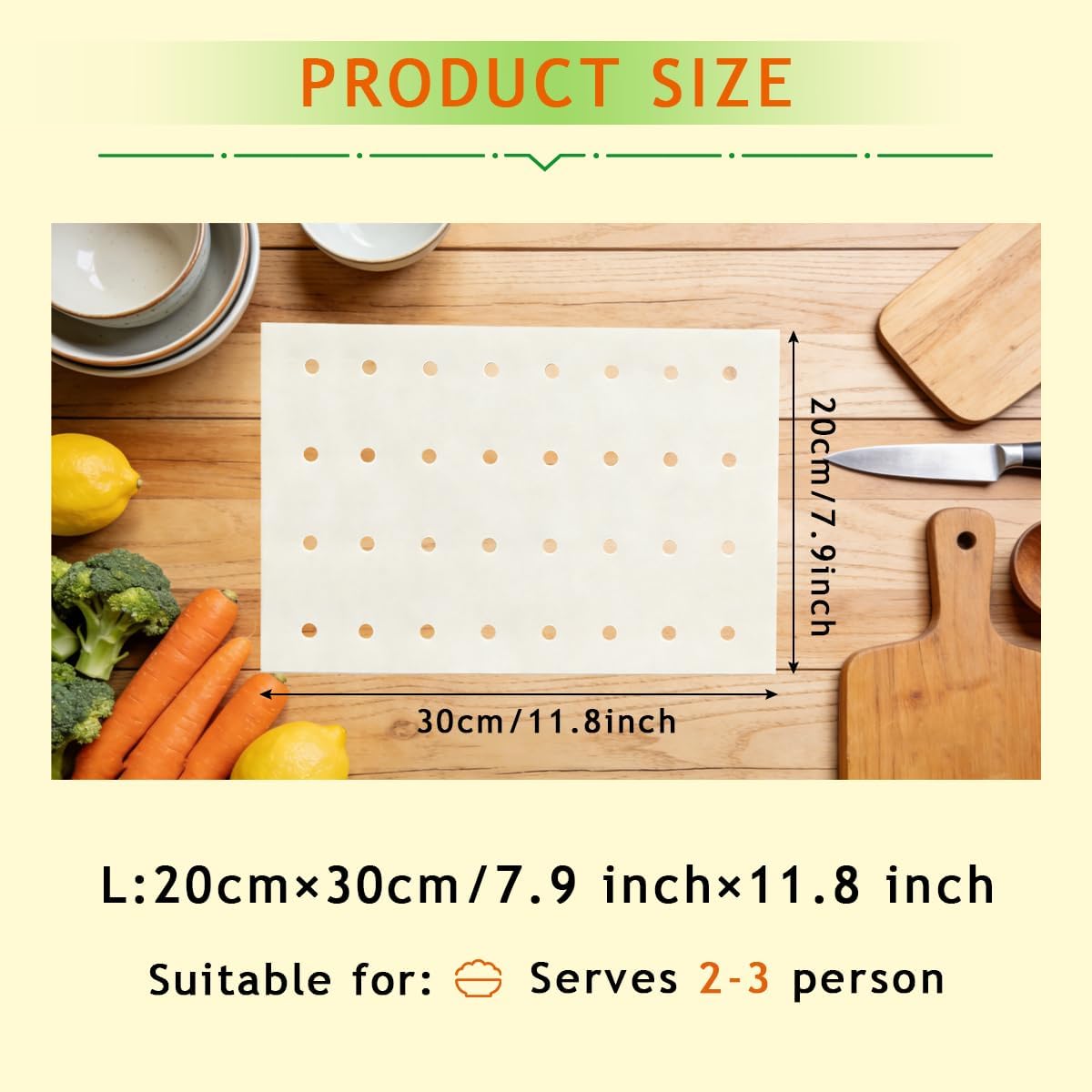 100 Pcs Steamer Liner, Perforated Disposable Steamer Paper, Food-Grade Non-Stick Parchment Liners for Steaming Buns, Dumplings Steamer Mats for Steam Pots (7.87"×11.8")