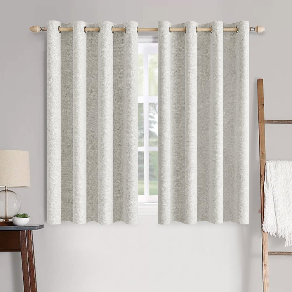 MIULEE 100% Blackout Linen Curtains for Bedroom 52x54 Inches Natural Beige