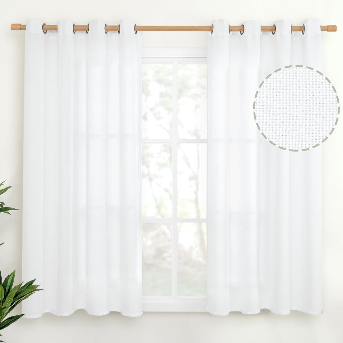YoungsTex Linen Kitchen Window Curtains 40 Inch Length 2 Panels