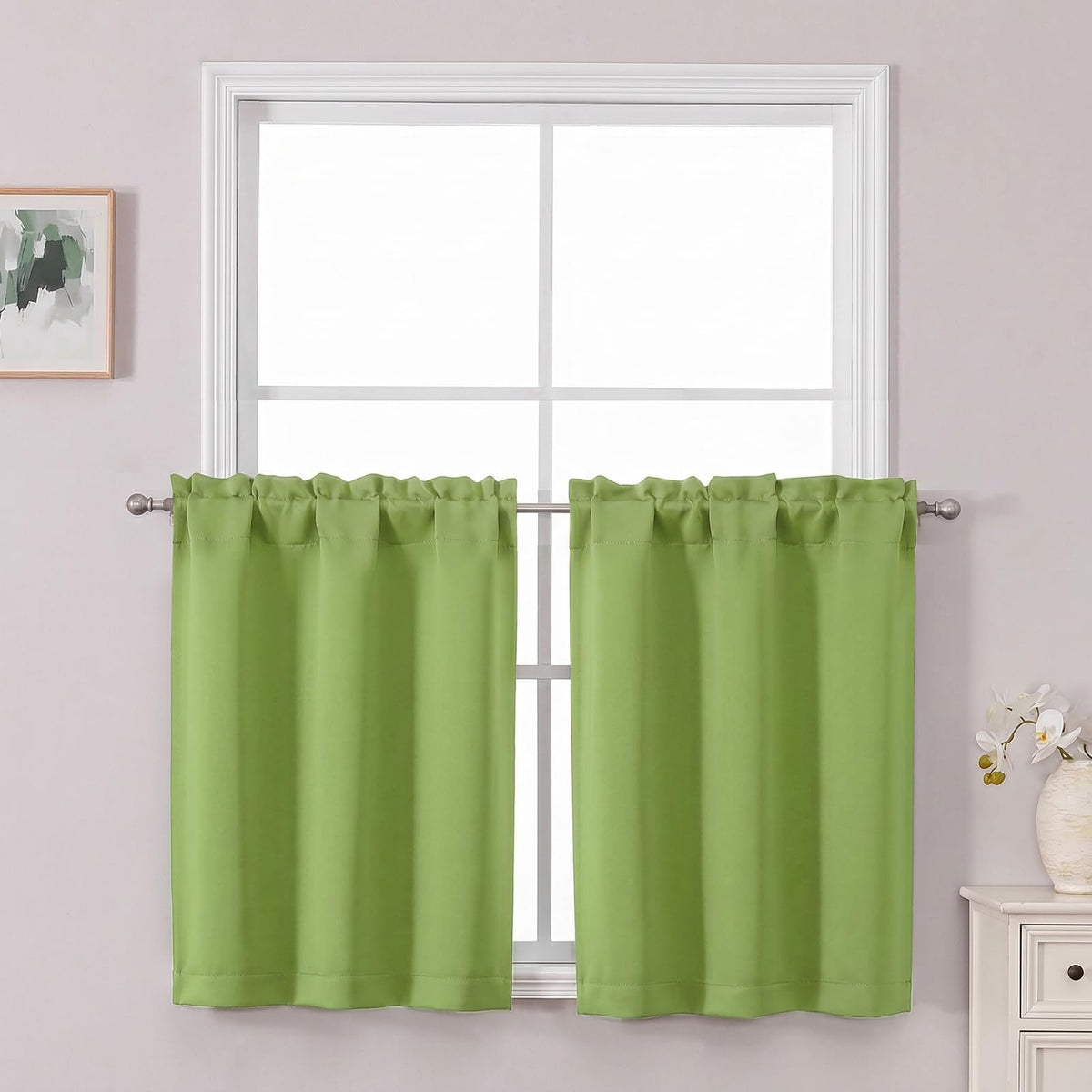 Chyhomenyc Short Black Out Curtains 36 Inch Length, 2 Panels, Black