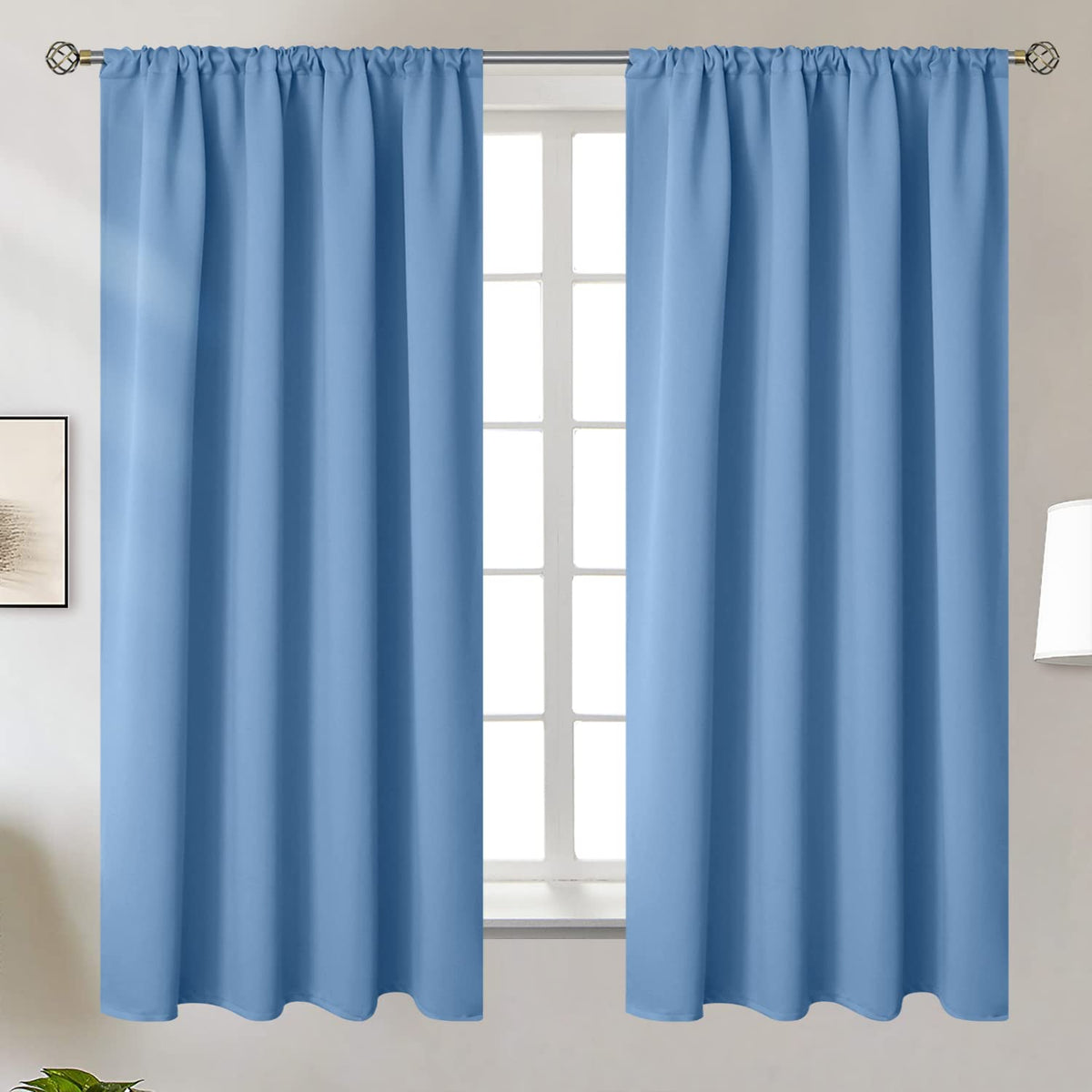 BGment Black Blackout Curtains 40 Inches Long for Kitchen Window 2 Panels