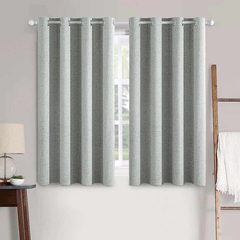 MIULEE 100% Blackout Linen Curtains for Bedroom 52x54 Inches Natural Beige