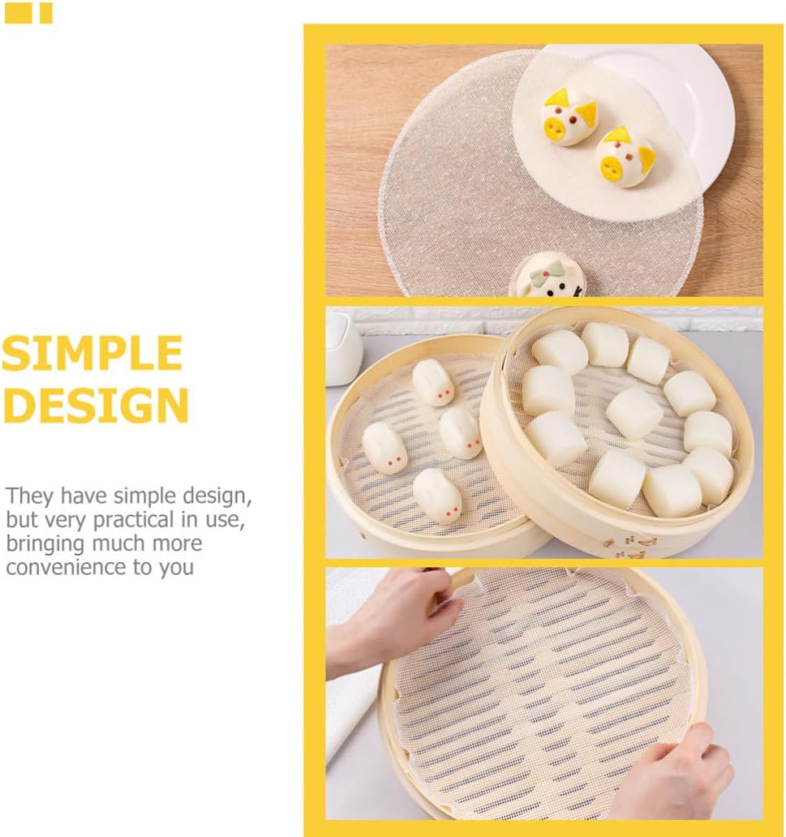 20pcs Cotton Steamer Liners Nonstick Foldable Pad for Dumplings