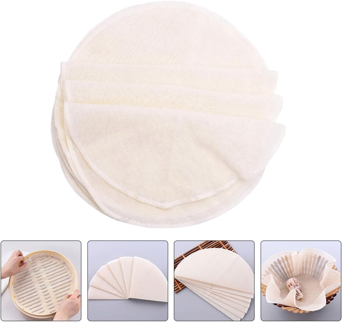 Garneck 10pcs Cotton Steamer Liners Reusable Round Mats for Steamed Buns and Dumplings Non-stick Cooking Breathable Design for Even Cooking and
