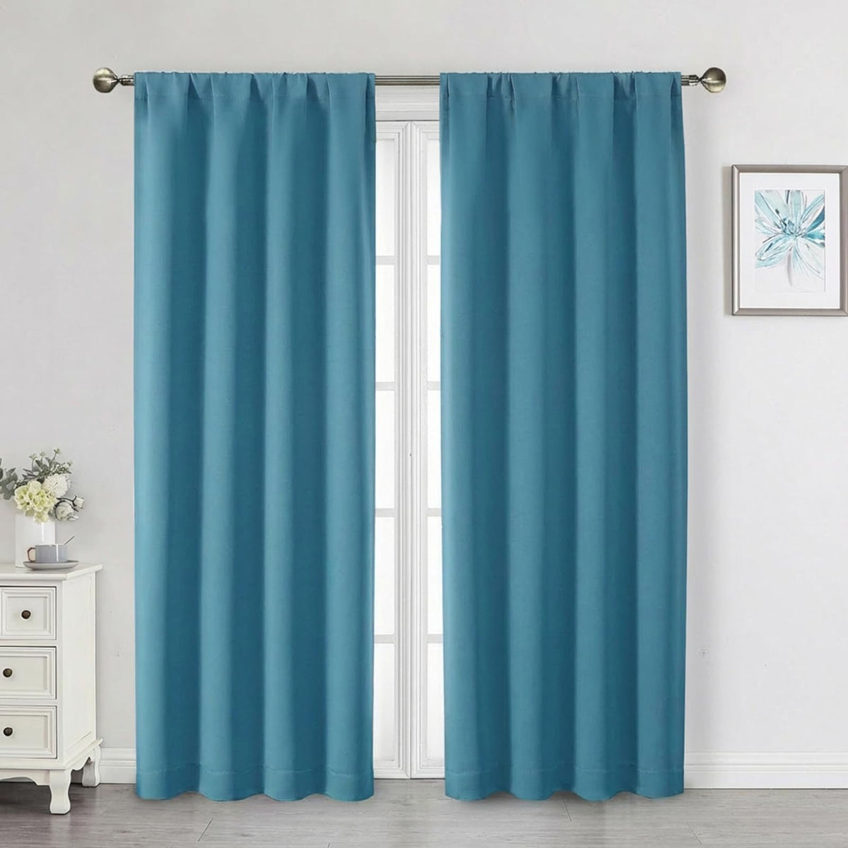 Black Cafe Blackout Curtains 36 Inch Length 2 Panels Set, Soft Solid Thermal Insulated Room Darkening Small Window Curtains for Kitchen Bathroom Basement, Black, Each, 40" Wx36 L