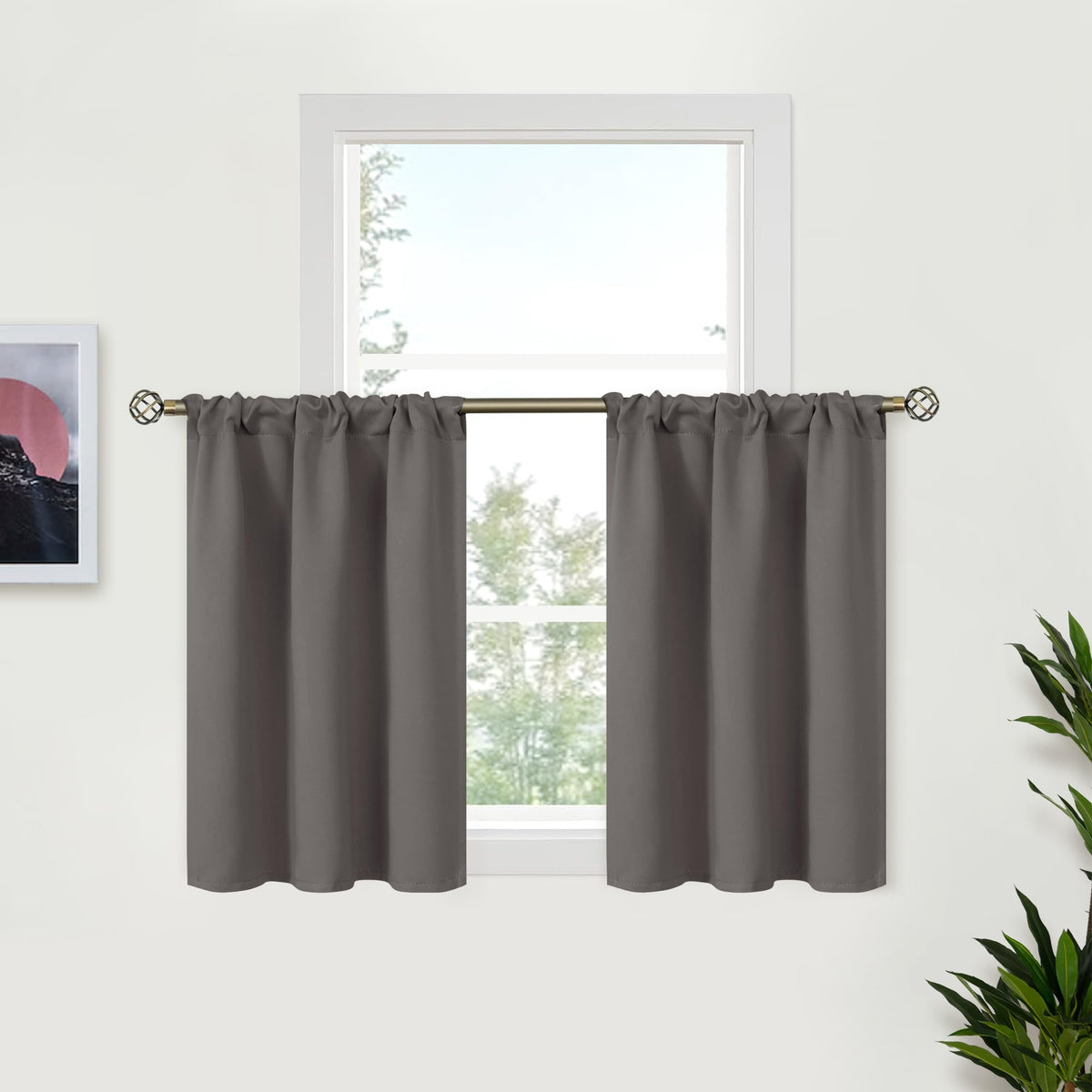 BGment Black Blackout Curtains 40 Inches Long for Kitchen Window 2 Panels