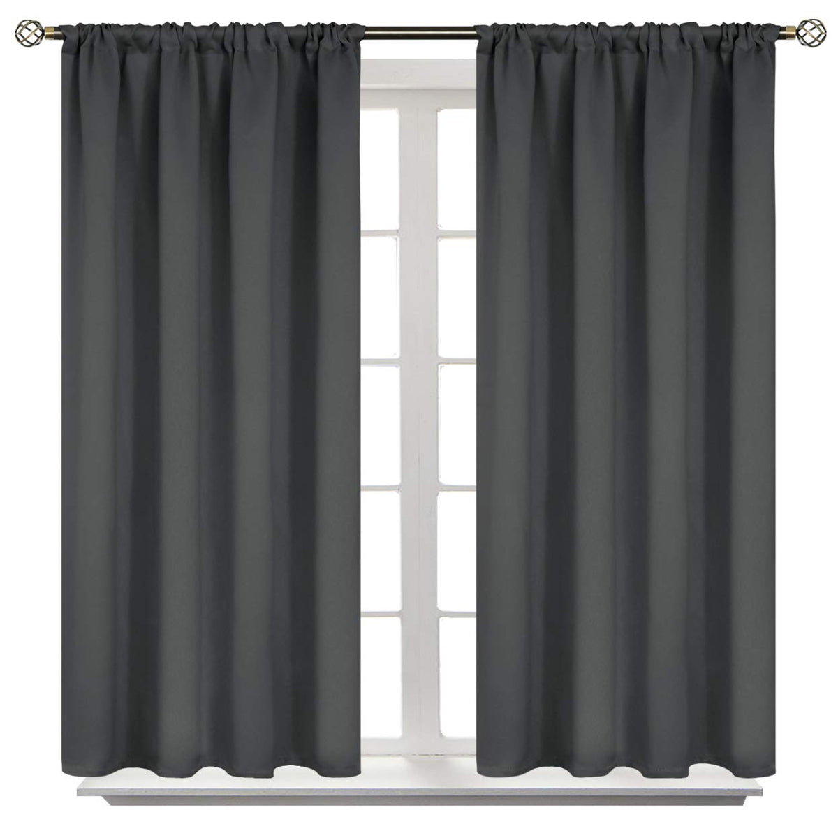 BGment Black Blackout Curtains 40 Inches Long for Kitchen Window 2 Panels