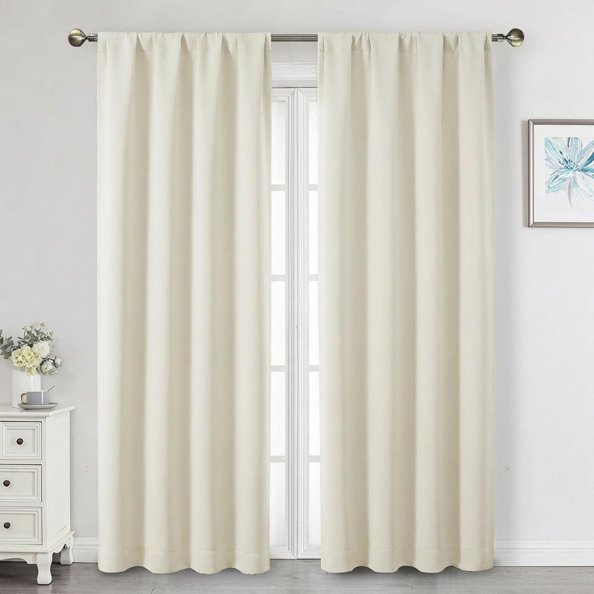 Black Cafe Blackout Curtains 36 Inch Length 2 Panels Set, Soft Solid Thermal Insulated Room Darkening Small Window Curtains for Kitchen Bathroom Basement, Black, Each, 40" Wx36 L