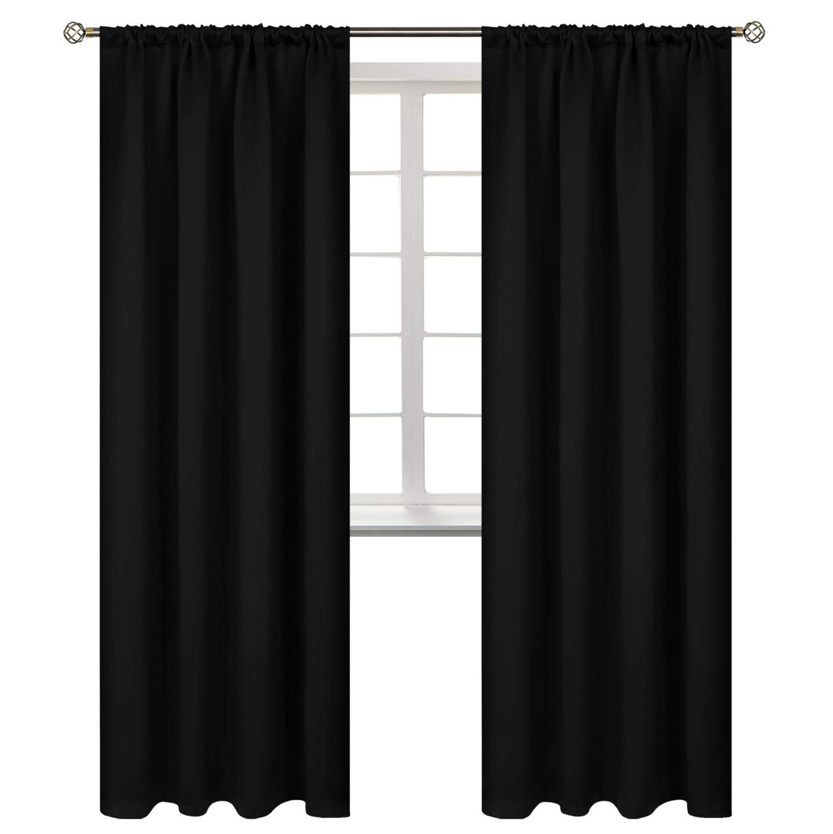 BGment Black Blackout Curtains 40 Inches Long for Kitchen Window 2 Panels