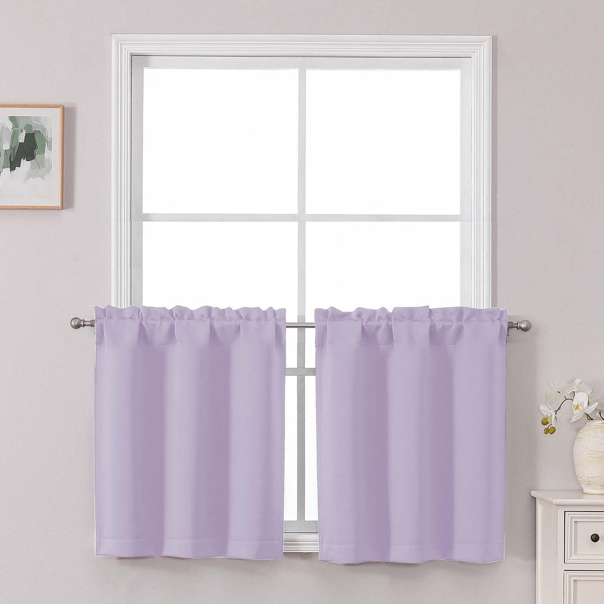 Chyhomenyc Short Black Out Curtains 36 Inch Length, 2 Panels, Black