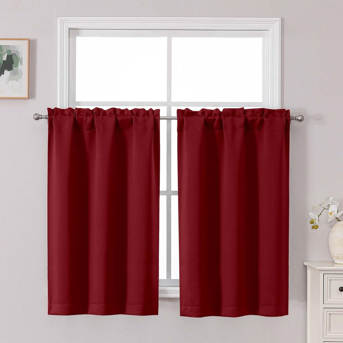 Chyhomenyc Short Black Out Curtains 36 Inch Length, 2 Panels, Black