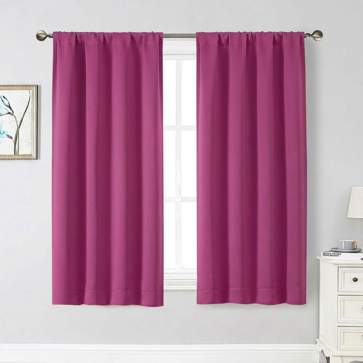 Black Cafe Blackout Curtains 36 Inch Length 2 Panels Set, Soft Solid Thermal Insulated Room Darkening Small Window Curtains for Kitchen Bathroom Basement, Black, Each, 40" Wx36 L