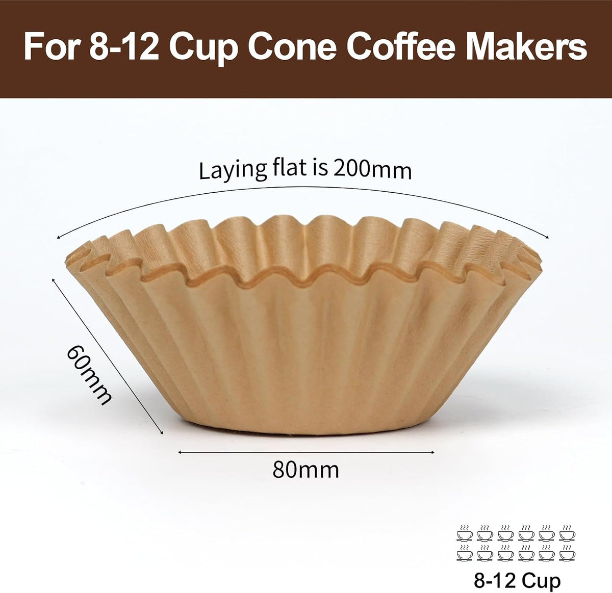 100pcs Coffee Paper Filters for Hamilton Beach 49902, Cuisinart DCC-3000P1