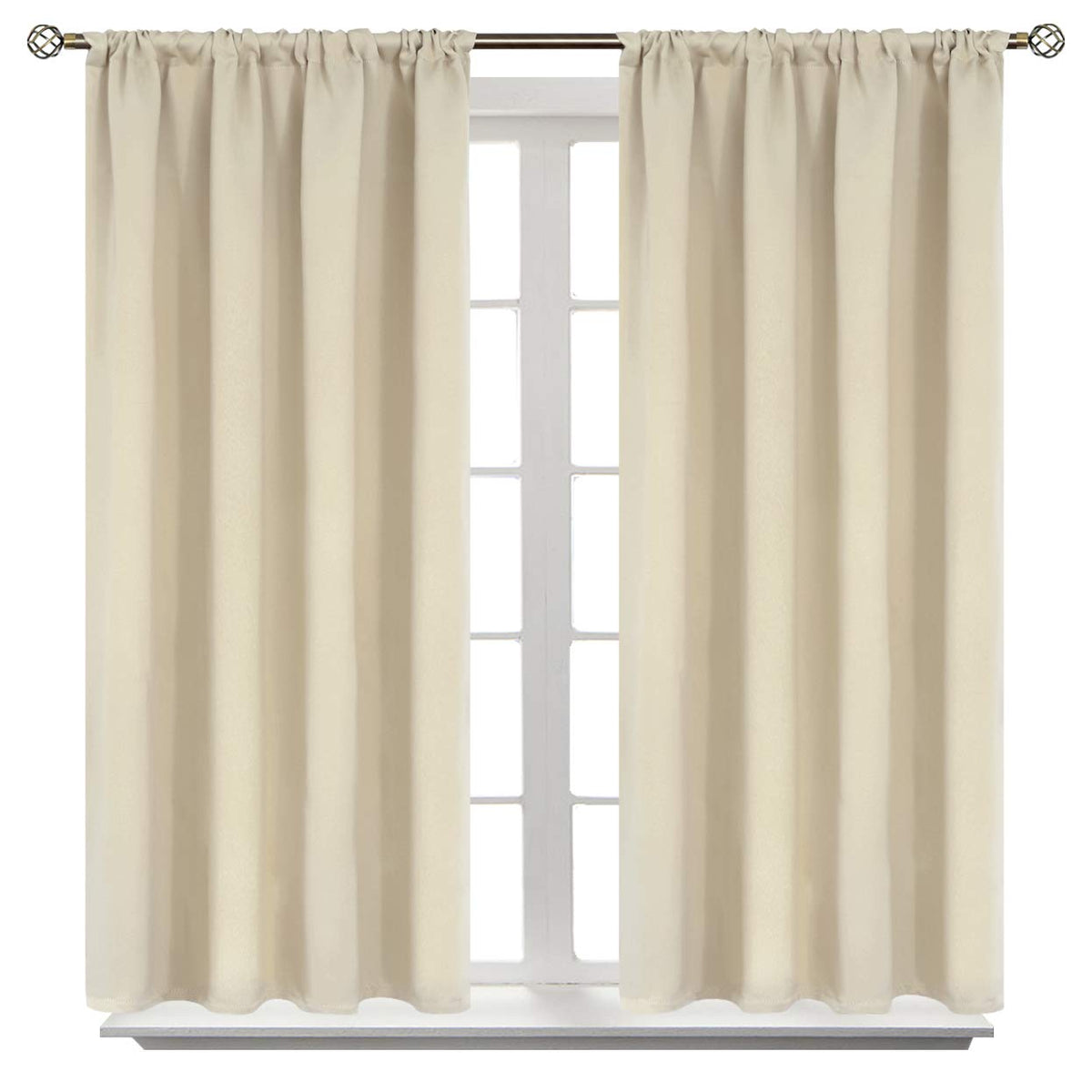 BGment Black Blackout Curtains 40 Inches Long for Kitchen Window 2 Panels