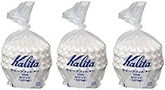 3 X Kalita: Wave Series Wave Filter 185 (2-4 Persons) White. 300 Pieces (Japan Import)