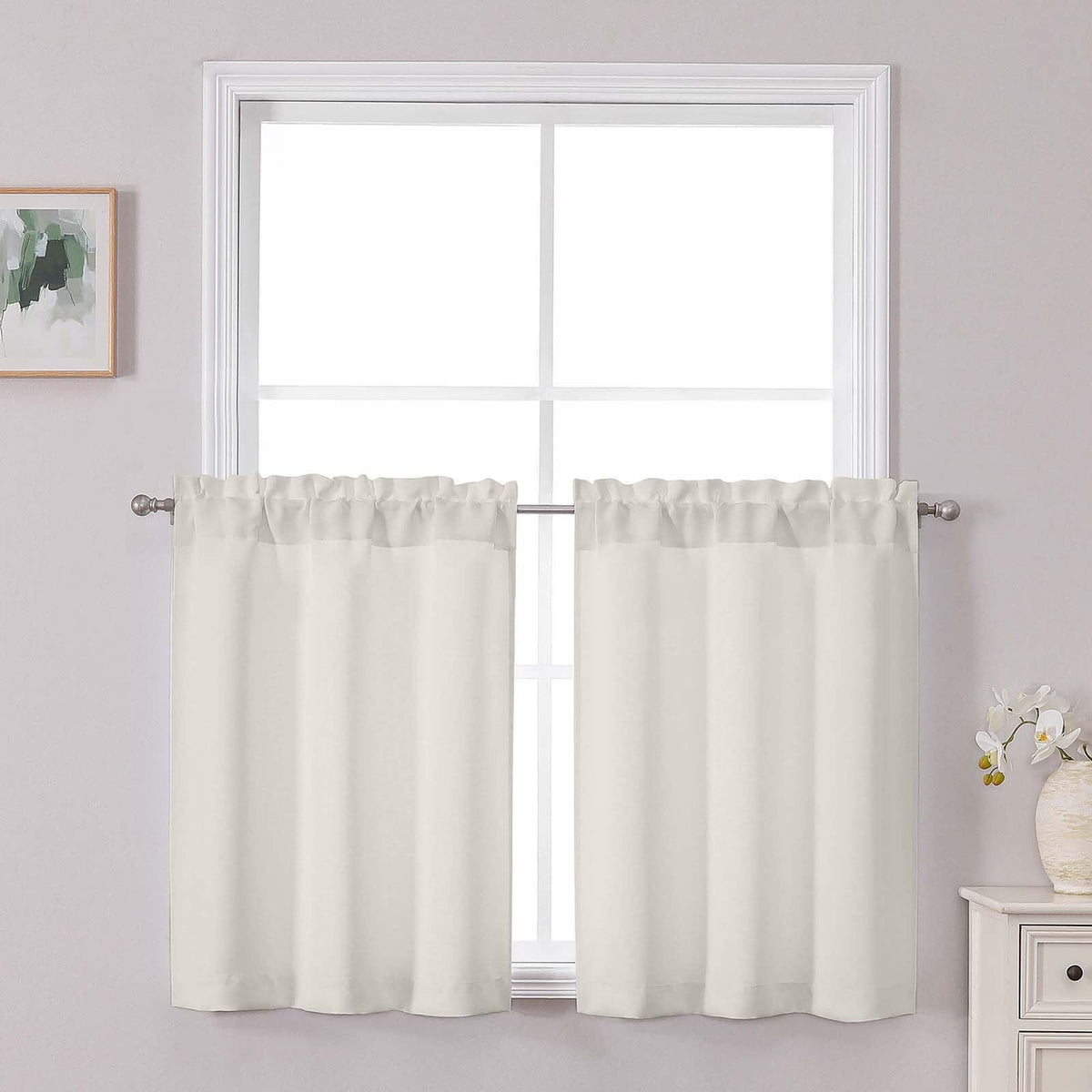 Chyhomenyc Short Black Out Curtains 36 Inch Length, 2 Panels, Black