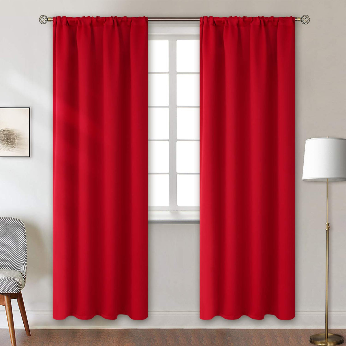 BGment Black Blackout Curtains 40 Inches Long for Kitchen Window 2 Panels