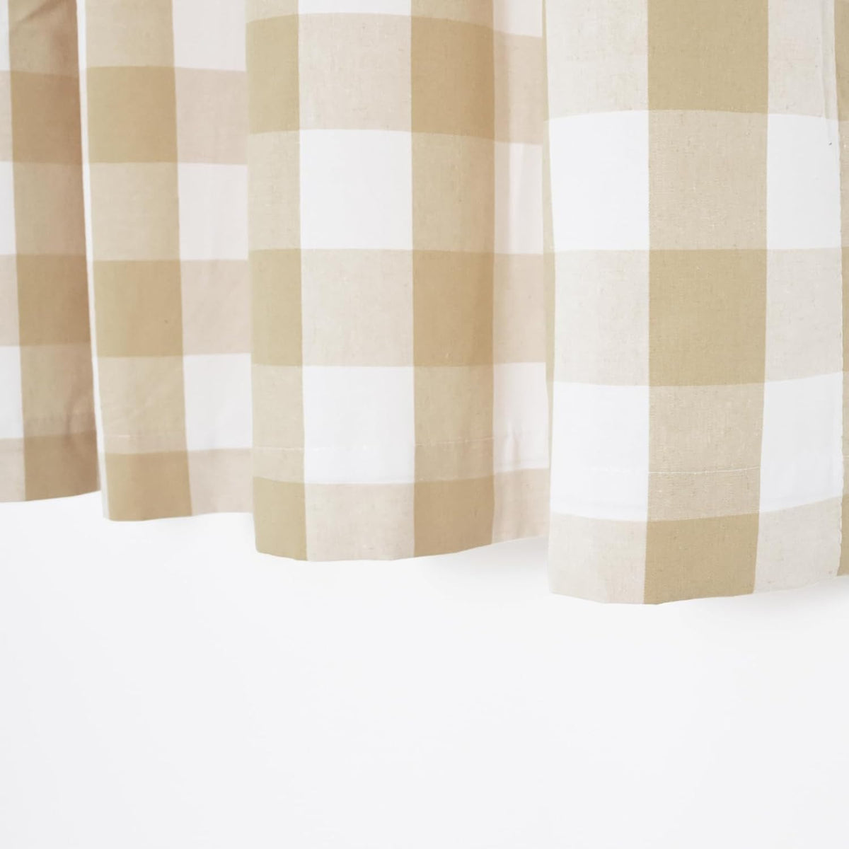 Buffalo Check Kitchen Tier Curtain 24 inches Long Plaid Gingham Rod Pocket Classic Cafe Curtains Country Farmhouse Kitchen Half Window Curtains 2 Panels Beige & White