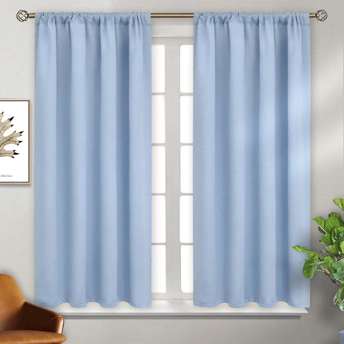 BGment Black Blackout Curtains 40 Inches Long for Kitchen Window 2 Panels