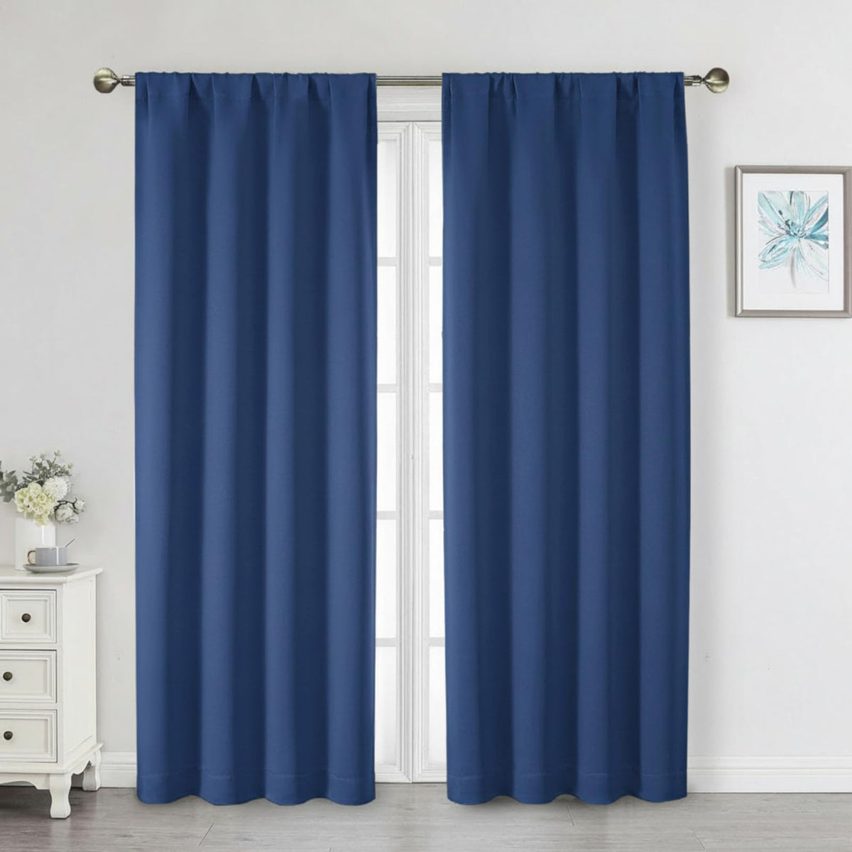 Black Cafe Blackout Curtains 36 Inch Length 2 Panels Set, Soft Solid Thermal Insulated Room Darkening Small Window Curtains for Kitchen Bathroom Basement, Black, Each, 40" Wx36 L