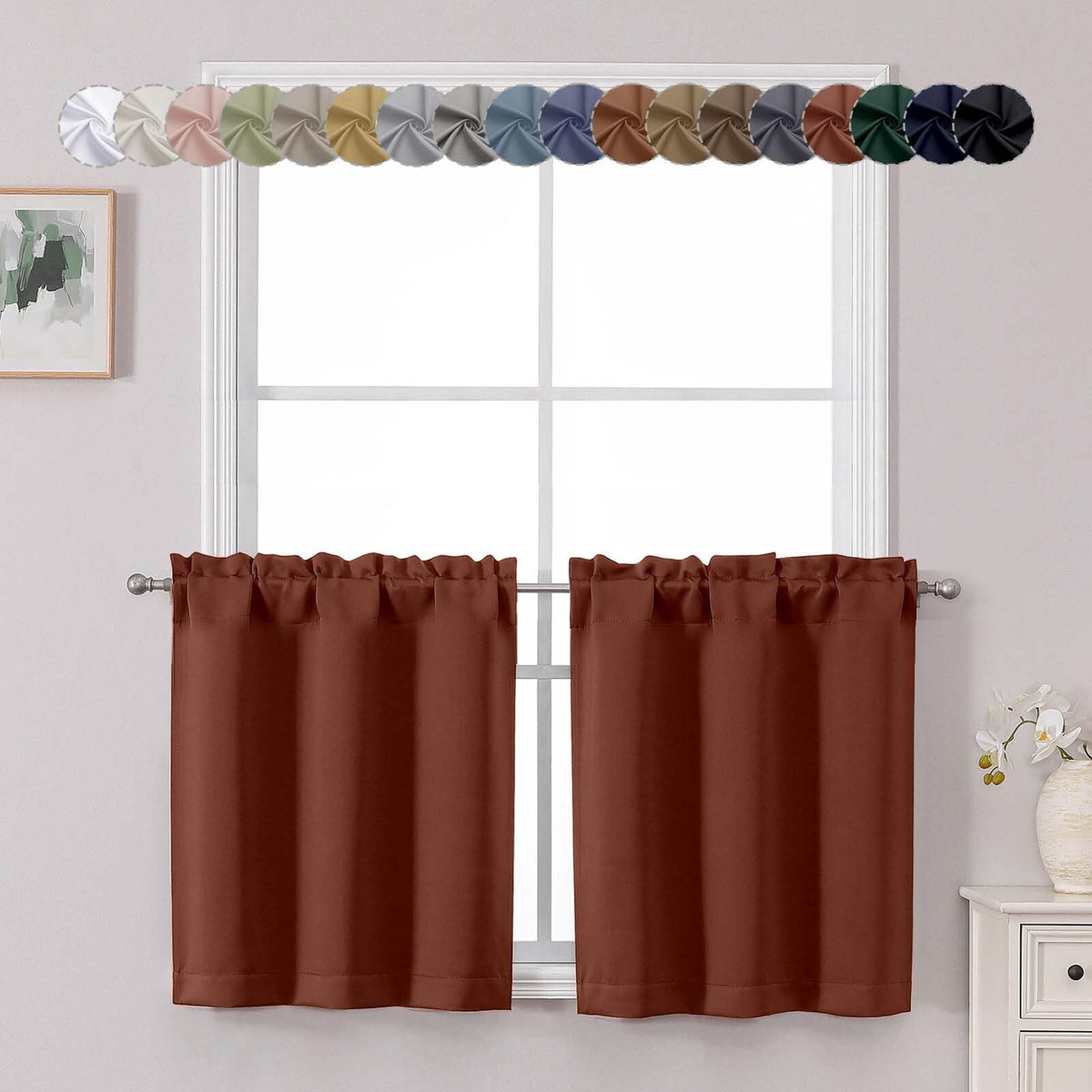 Chyhomenyc Short Black Out Curtains 36 Inch Length, 2 Panels, Black