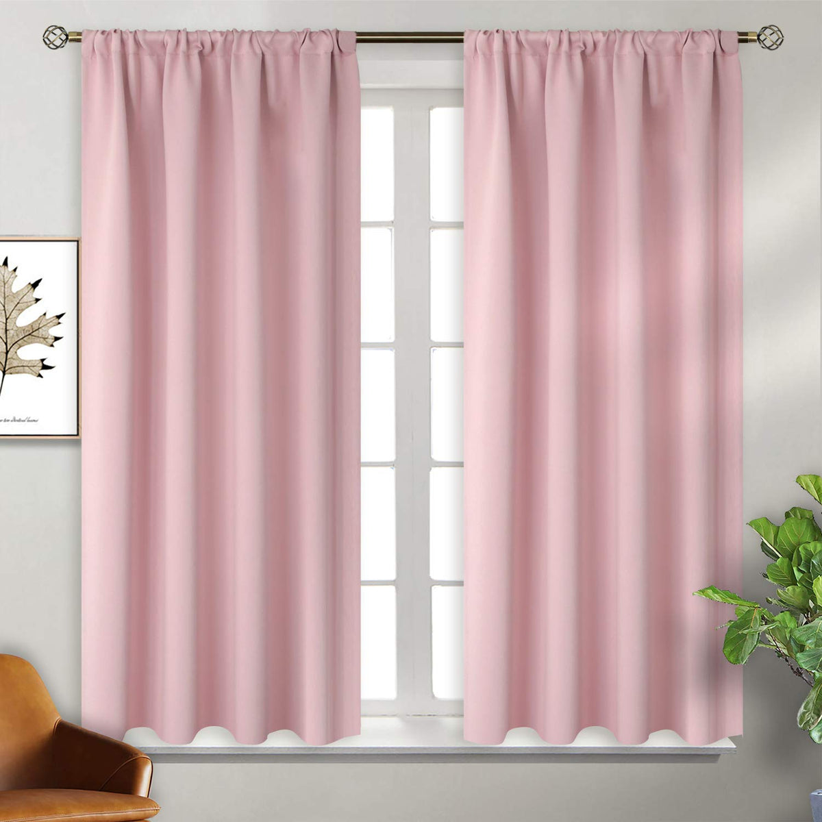 BGment Black Blackout Curtains 40 Inches Long for Kitchen Window 2 Panels