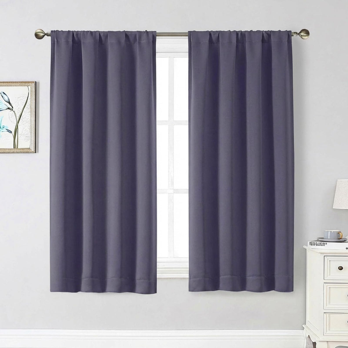 Black Cafe Blackout Curtains 36 Inch Length 2 Panels Set, Soft Solid Thermal Insulated Room Darkening Small Window Curtains for Kitchen Bathroom Basement, Black, Each, 40" Wx36 L