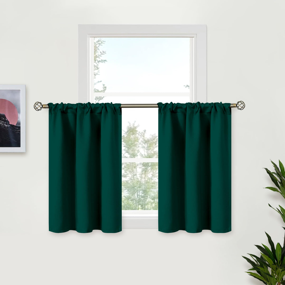 BGment Black Blackout Curtains 40 Inches Long for Kitchen Window 2 Panels