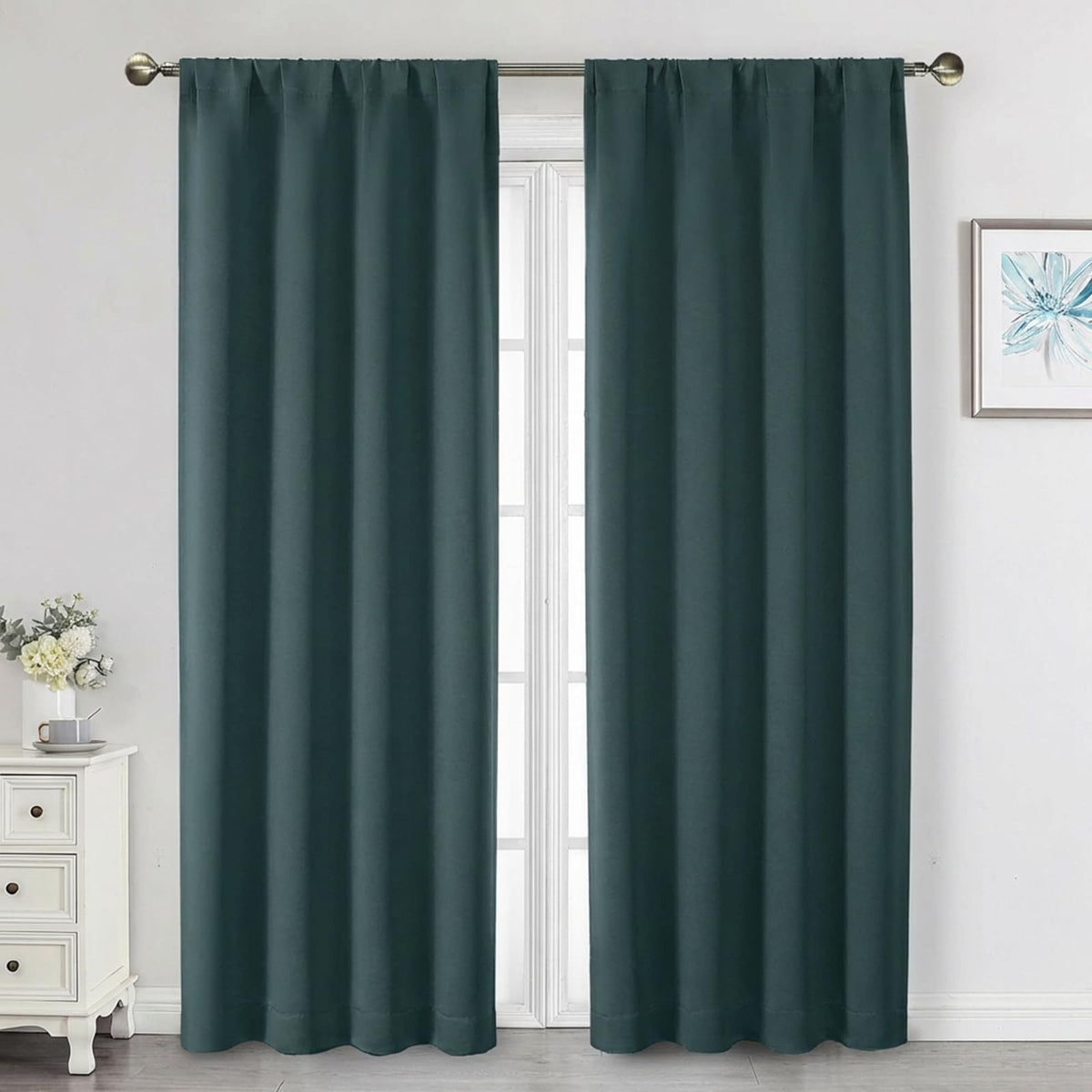 Black Cafe Blackout Curtains 36 Inch Length 2 Panels Set, Soft Solid Thermal Insulated Room Darkening Small Window Curtains for Kitchen Bathroom Basement, Black, Each, 40" Wx36 L