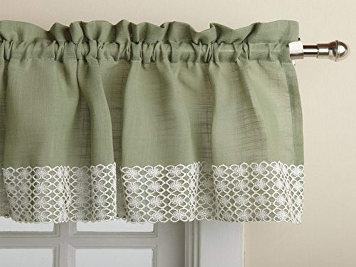 Sweet Home Collection Old World Style Floral Heavy Lace Kitchen Curtain Swag pair Hopewell Cream