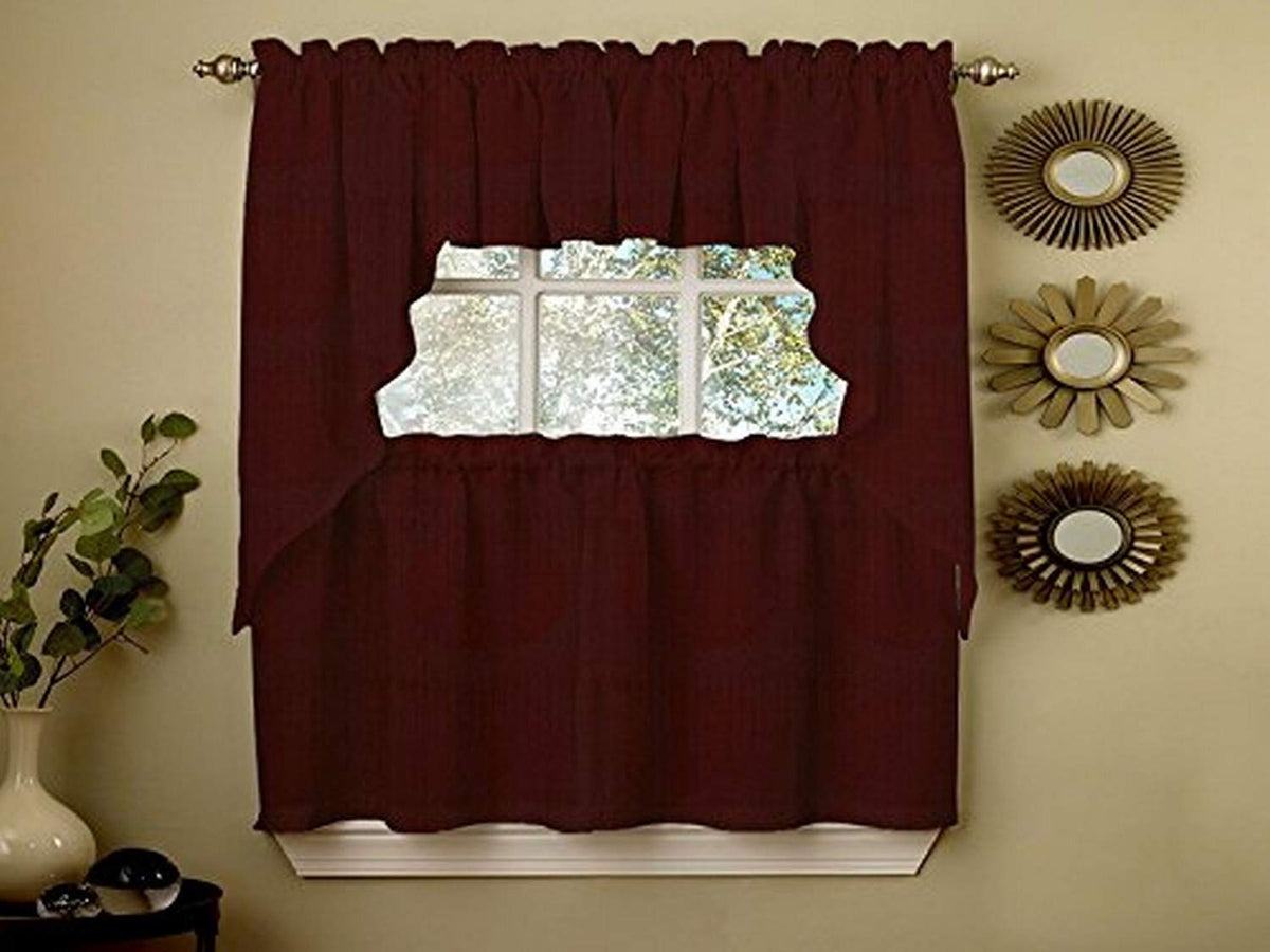 Sweet Home Collection Old World Style Floral Heavy Lace Kitchen Curtain Swag pair Hopewell Cream