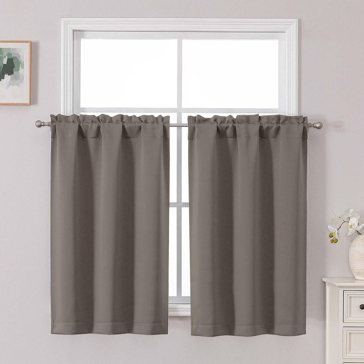 Chyhomenyc Short Black Out Curtains 36 Inch Length, 2 Panels, Black