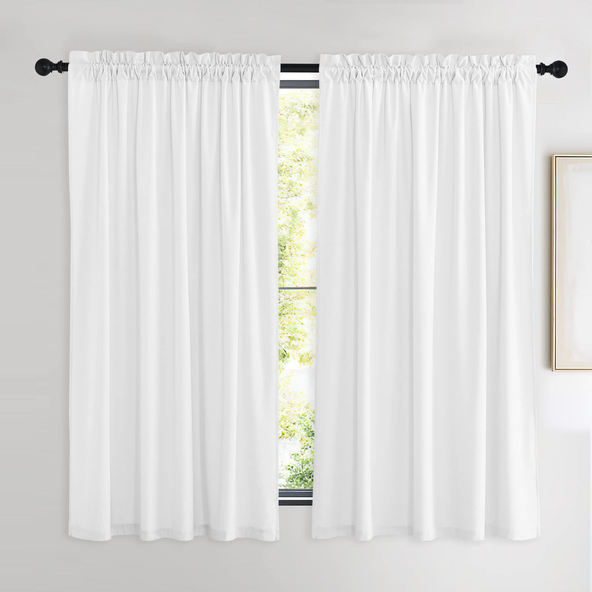 NICETOWN Black Out Velvet Curtains 63 inches Long for Kitchen