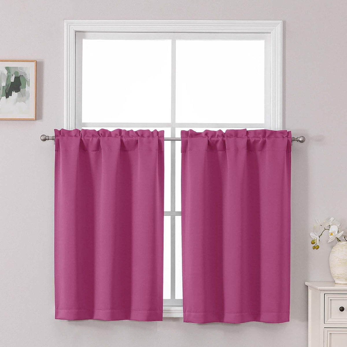Chyhomenyc Short Black Out Curtains 36 Inch Length, 2 Panels, Black