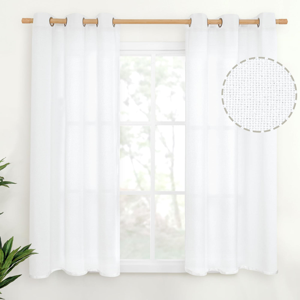 YoungsTex Linen Kitchen Window Curtains 40 Inch Length 2 Panels