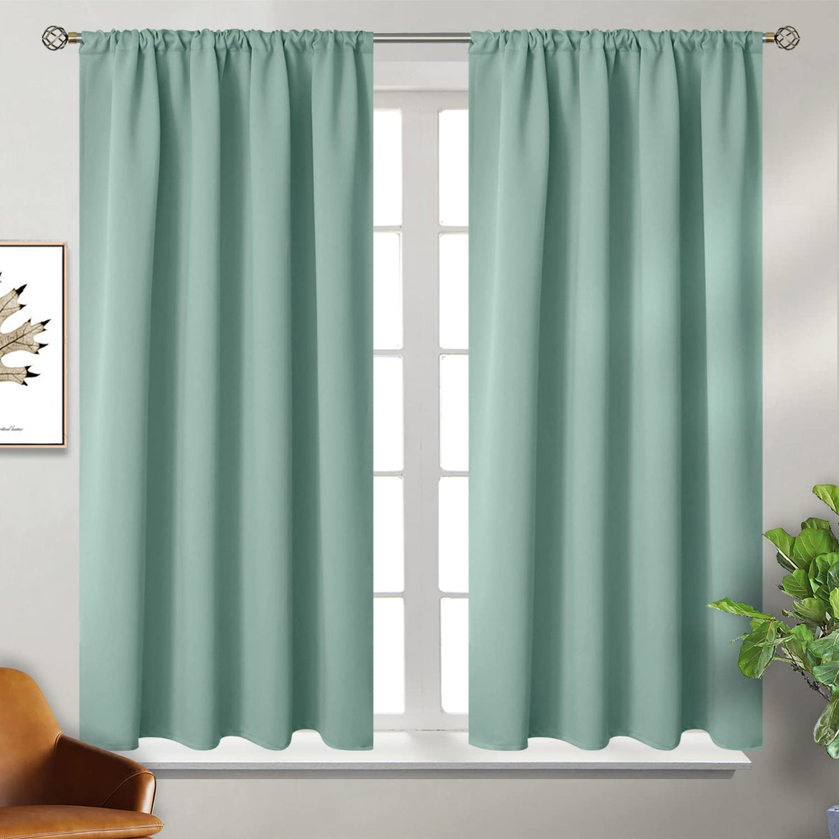BGment Black Blackout Curtains 40 Inches Long for Kitchen Window 2 Panels